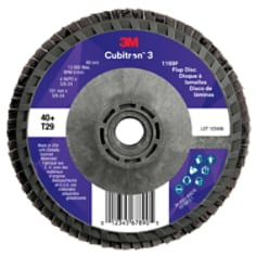 3M™ Cubitron™ 3 Flap Disc 1169F, 40+, T29-Conical Quick Change, 4 in x 3/8 in- 24, 10 ea/Case