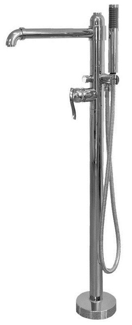 Floor Mounted Tub Filler with Metal Lever Handles, Hand Shower and Diverter in Olive Bronze