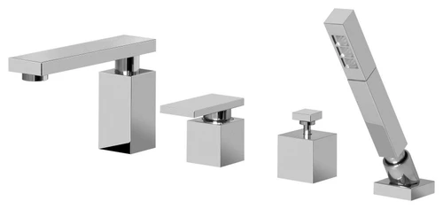 Roman Tub Filler Faucet with Hand Shower, Diverter and Metal Lever Handle in Steelnox