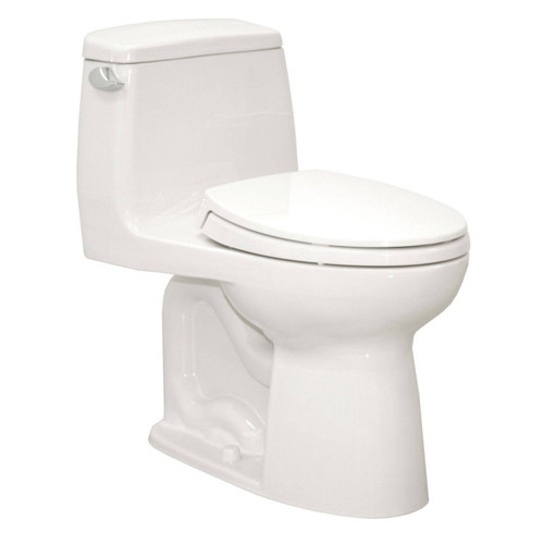 One Piece Elongated 1.28 GPF Toilet with E-Max Flush System and Right-Hand Trip Lever - Seat Included in Cotton