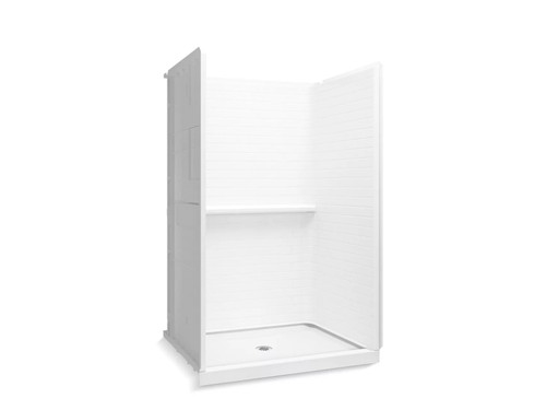 48" x 34" Vikrell(R) shower with Aging in Place backerboards, center drain