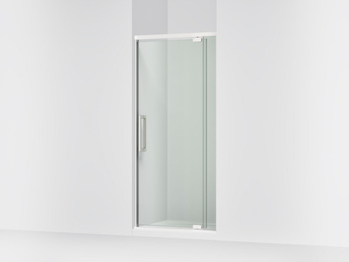 76" H pivot shower door with 5/16"-thick glass