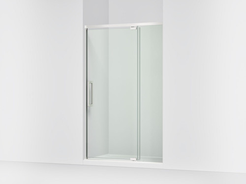 76" H pivot shower door with 5/16"-thick glass