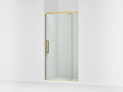 76" H pivot shower door with 5/16"-thick glass