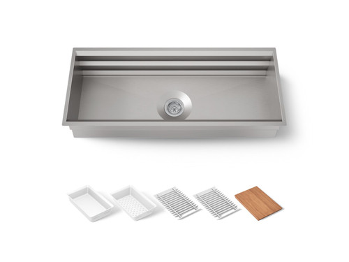 44" undermount single-bowl workstation kitchen sink