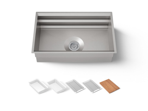 29" undermount single-bowl workstation kitchen sink