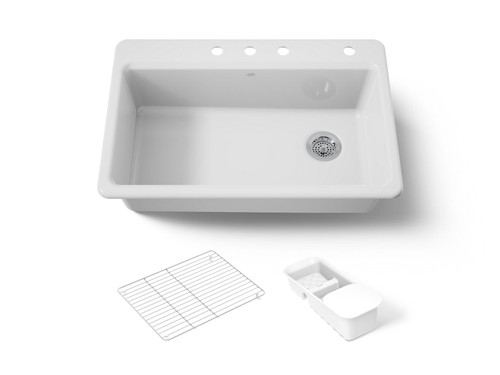 33" top-mount single-bowl workstation kitchen sink