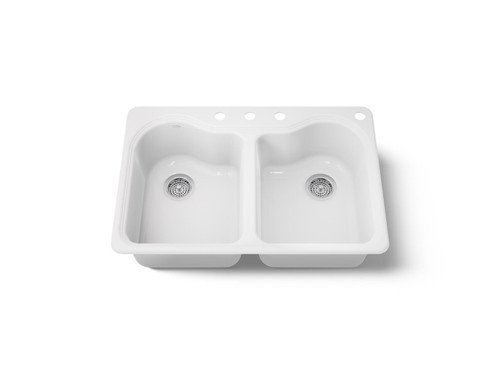 33" top-mount double-bowl kitchen sink