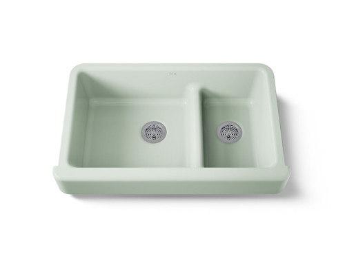 Smart Divide(R) 35-1/2" undermount double-bowl farmhouse kitchen sink with short apron