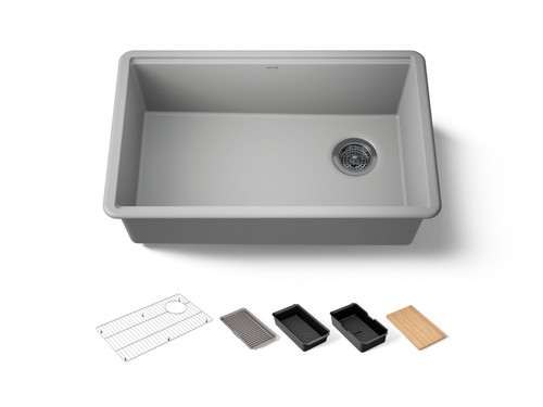 29-1/2" undermount single-bowl workstation kitchen sink