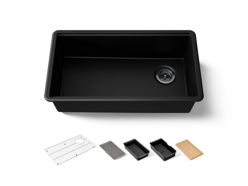 32-1/2" undermount single-bowl workstation kitchen sink