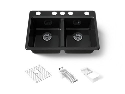 33" undermount double-bowl workstation kitchen sink