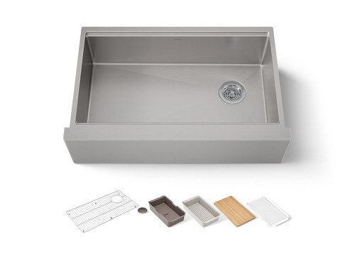 32-1/2" undermount single-bowl farmhouse workstation kitchen sink