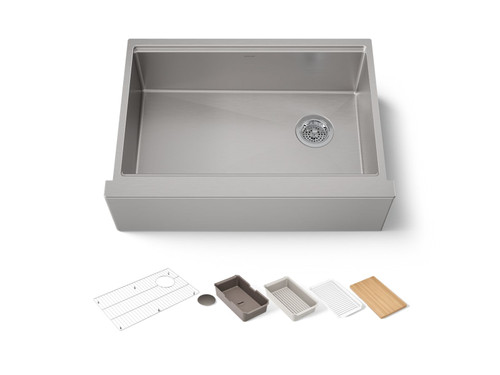 29-1/2" undermount single-bowl farmhouse workstation kitchen sink