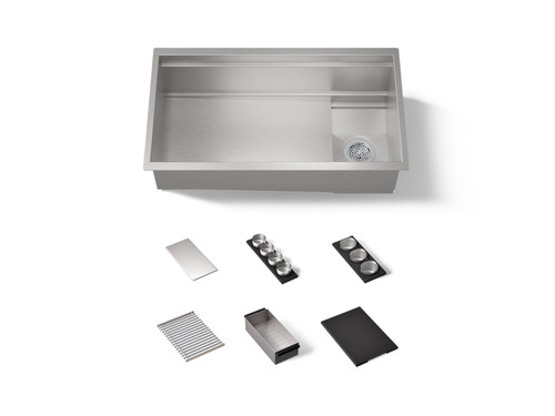 33-3/4" undermount single-bowl workstation kitchen sink
