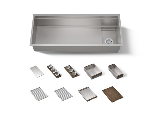 45-3/4" undermount single-bowl workstation kitchen sink
