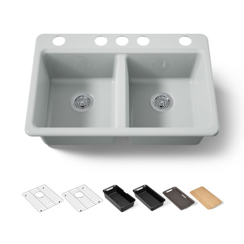 33" undermount double-bowl workstation kitchen sink
