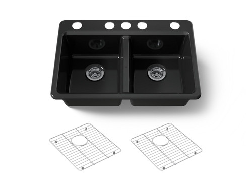 33" undermount double-bowl kitchen sink