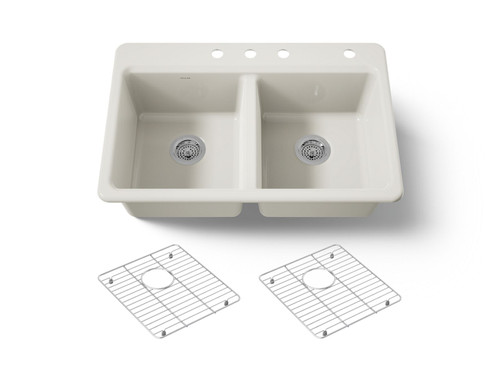 33" top-mount double-bowl kitchen sink