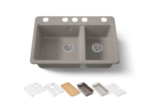 33" undermount double-bowl workstation kitchen sink