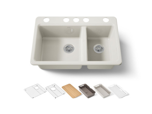 33" undermount double-bowl workstation kitchen sink