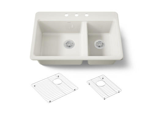 33" top-mount double-bowl kitchen sink