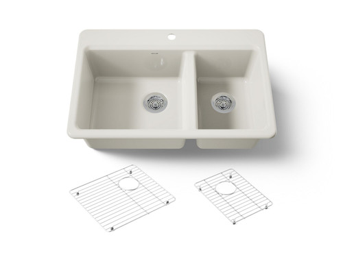 33" top-mount double-bowl kitchen sink