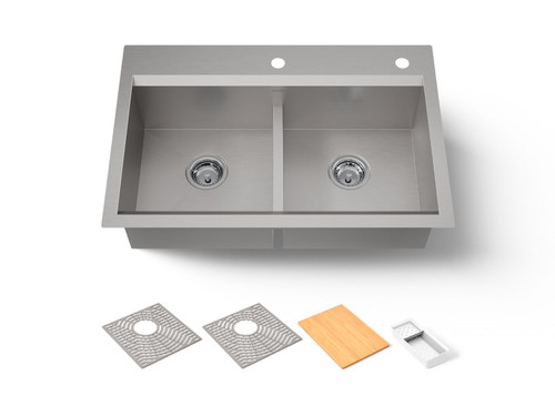 Smart Divide(R) 33" top-/undermount double-bowl workstation kitchen sink