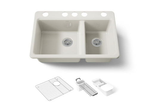 33" undermount double-bowl workstation kitchen sink