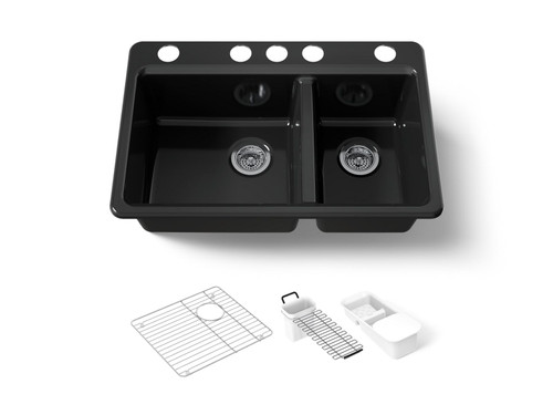 33" undermount double-bowl workstation kitchen sink