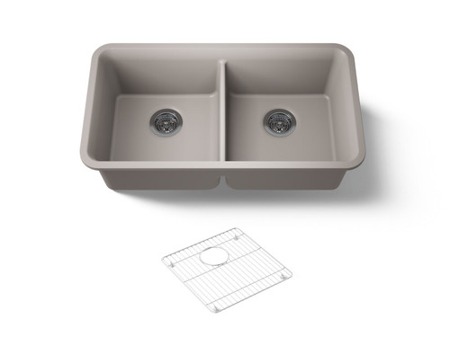 33-1/2" undermount double-bowl kitchen sink