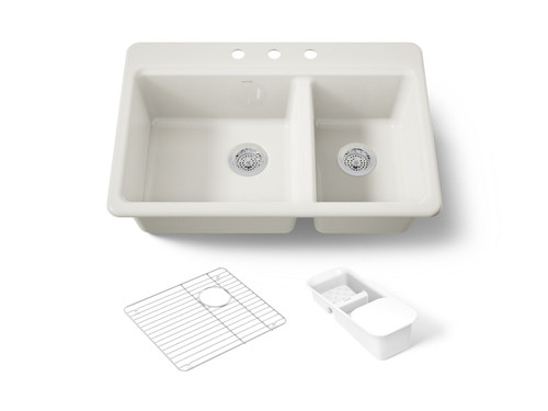 33" top-mount double-bowl workstation kitchen sink