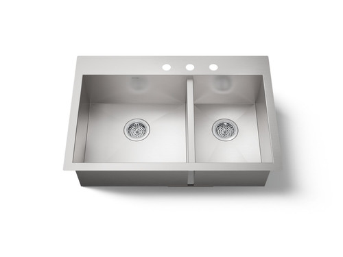 33" top-/undermount double-bowl kitchen sink