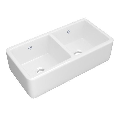 Lancaster(TM) 37" Double Bowl Farmhouse Apron Front Fireclay Kitchen Sink