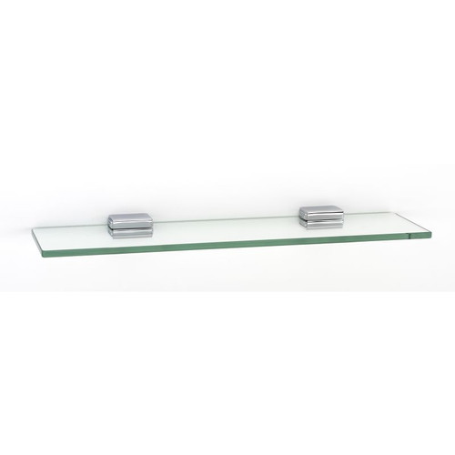 Cube A6550-18-PC 18-in Glass Shelf with Brackets Modern in Polished Chrome Cube A6550-18-PC 18-in Glass Shelf with Brackets Modern in Polished Chrome
