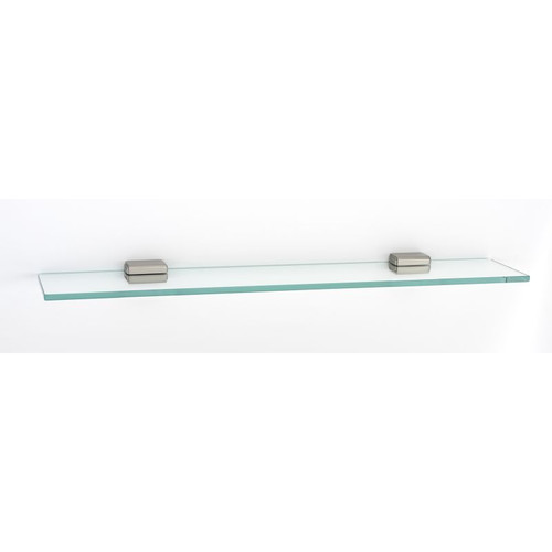 Cube A6550-24-SN 24-in Glass Shelf with Brackets Modern in Satin Nickel