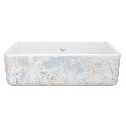 Lancaster(TM) 33" Single Bowl Farmhouse Apron Front Fireclay Kitchen Sink With Patina Design