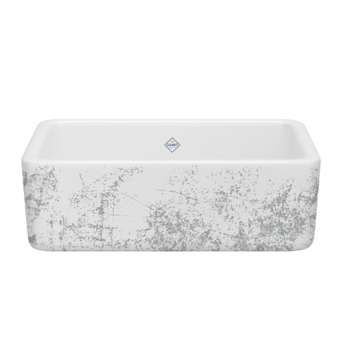 Lancaster(TM) 30" Single Bowl Farmhouse Apron Front Fireclay Kitchen Sink With Metallic Design