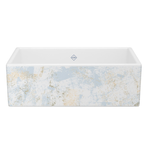 Shaker(TM) 33" Single Bowl Farmhouse Apron Front Fireclay Kitchen Sink With Patina Design