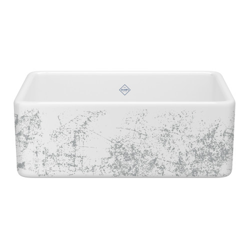 Shaker(TM) 30" Single Bowl Farmhouse Apron Front Fireclay Kitchen Sink With Metallic Design