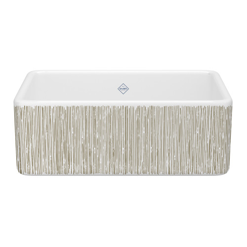 Shaker(TM) 30" Single Bowl Farmhouse Apron Front Fireclay Kitchen Sink With Lines Design