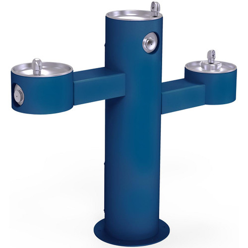 Outdoor Tri-Level Pedestal Fountain Non-Filtered Non-Refrigerated Freeze Resistant Blue in Blue