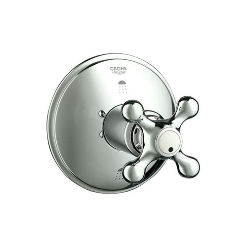 3-Port Diverter Trim with Cross Handle in Chrome