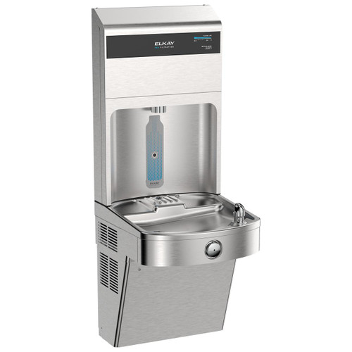 Pro Filtration Vandal-Resistant Connected Bottle Filling Station&Sgl Ada Cooler Refrig Ultra-Cap Lead+Uv Prtc Ss