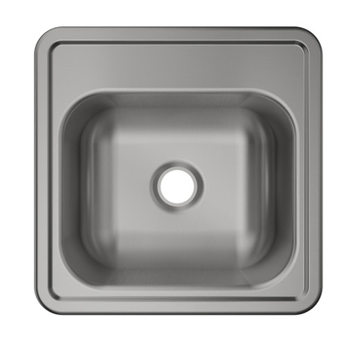 Stainless Steel Sink 15" X 15" X 5-3/16" Drop-In Single Bowl 23 Gauge 3-Hole 10 Pk in Satin