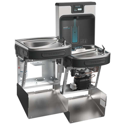 Enhanced Filtered Connected Bottle Filling Station & Bi-Level Ada Cooler Midnight Black Lead Reduction Drop Down Wrapper