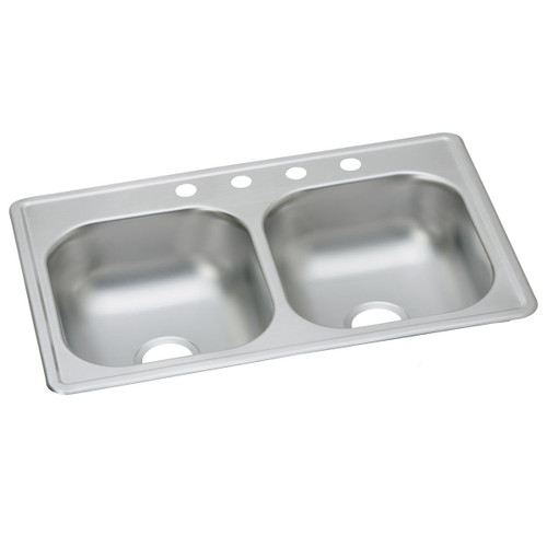 Dayton Stainless Steel 33" X 19" X 8" 5-Hole Equal Double Bowl Drop-In Sink