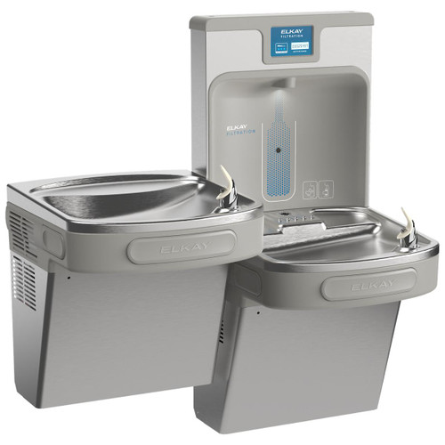 Enhanced Connected Bottle Filler & Bi-Level Ada Cooler Refrigerated Stainless High Capacity Lead Drop Down Wrapper