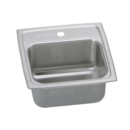 Lustertone Classic Stainless Steel 15" X 15" X 6-1/8", 0-Hole Single Bowl Drop-In Bar Sink With Quick-Clip in Lustertone