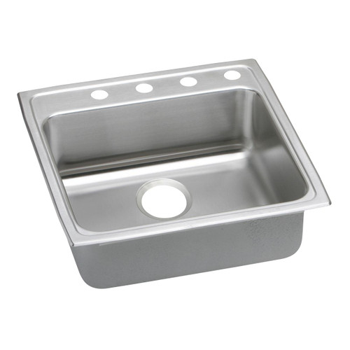 Lustertone Classic Stainless Steel 22" X 22" X 5", 0-Hole Single Bowl Drop-In Ada Sink With Quick-Clip in Lustrous Satin